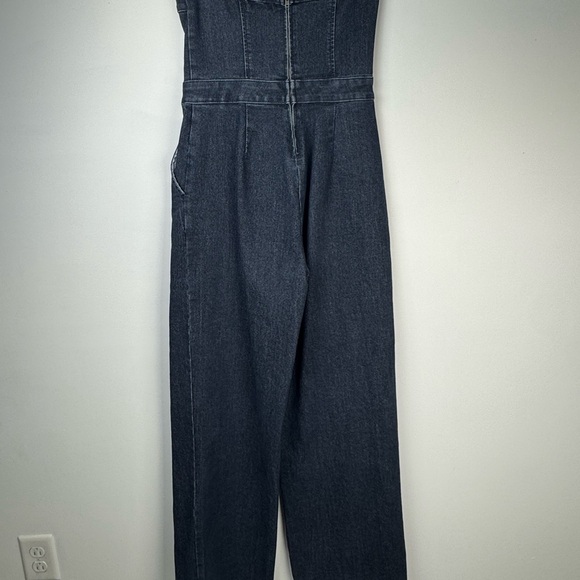Love Fire Strapless Denim Jumpsuit Wide Leg Palazzo Pants Size M - Picture 6 of 8